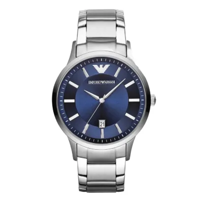 Emporio Armani Men's AR11180 Silver-Tone Stainless Steel Watch with Blue Dial